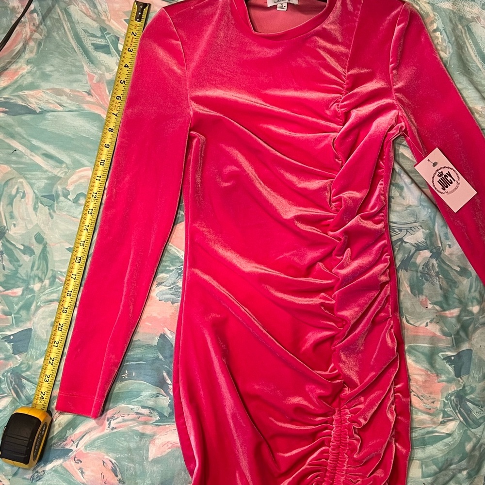 Juicy Couture Fuchsia Velvet Long Sleeve Dress - Picture 9 of 11
